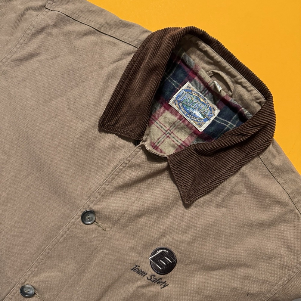 Dunbrooke Upstream Tan Barn Jacket Plaid Lined Corduroy Collar Workwear Men XL - Picture 1 of 10